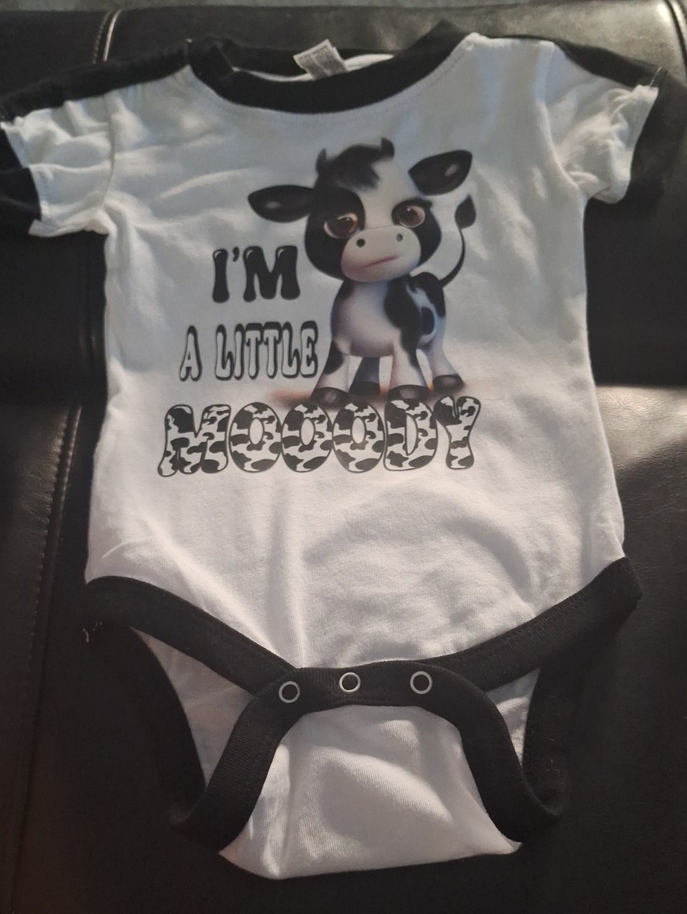 Rabbit Skins White & Black Cow Graphic One-Piece